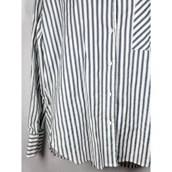 Reformation Will Oversized Shirt Savoy Stripe Womens M Blue Organic Cotton - Picture 5 of 12